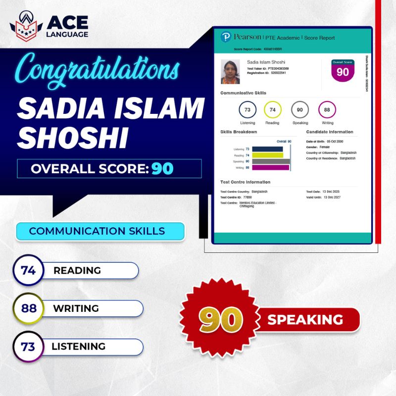PTE student at ACE Language