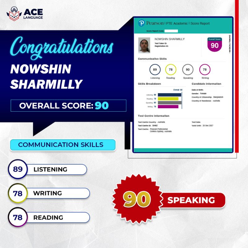 PTE student at ACE Language